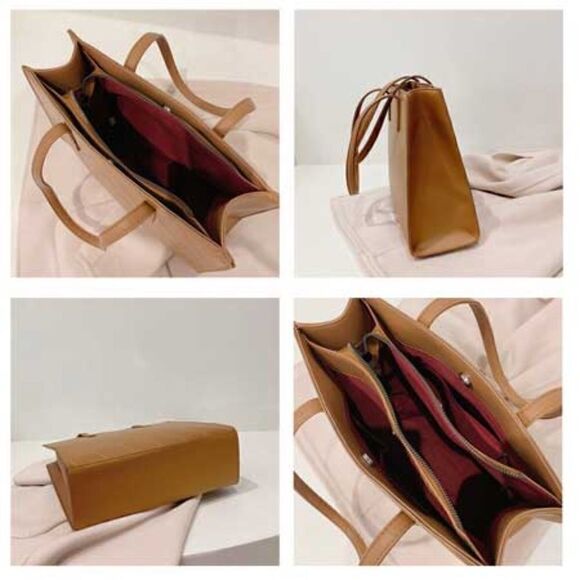 2/$30 Ladies Brown Quilted Large Tote Bag - Picture 2 of 4